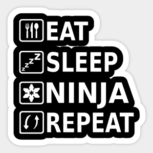 Eat Sleep Ninja Repeat Katana Shuriken Samurai Sticker